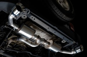 Jeep Wrangler JKU Performance Exhaust - Rear - AWE Tuning - Tread Edition, Axle-Back Dual - Chrome Silver - `07-`18